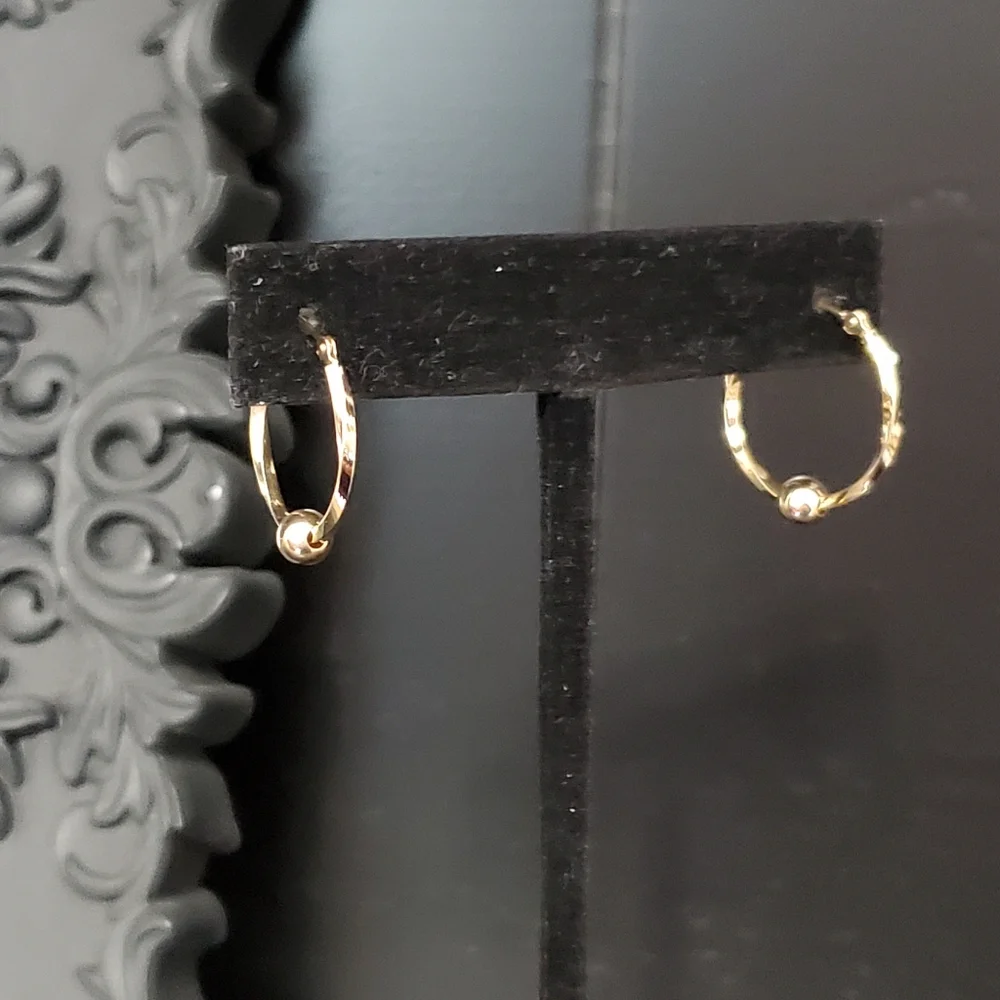 10K Yellow Gold Hoop Earrings - Picture 10 of 14